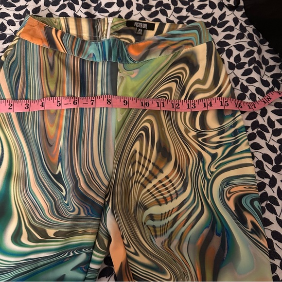 POSTER GIRL Dolls Kill High Rise Hypnosis Habits Swirl Kick Flare Rave Pants XS - Picture 15 of 16